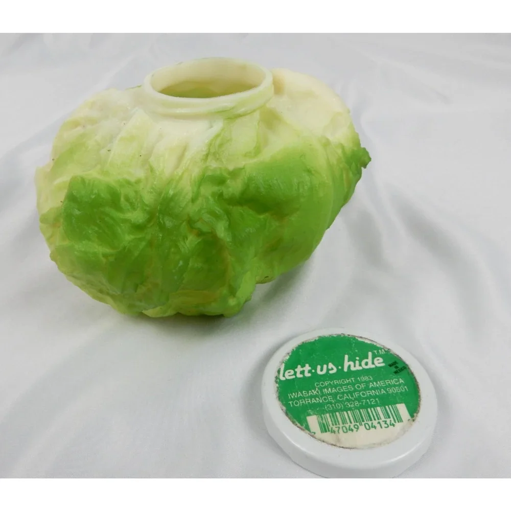 Vintage 1983 Lett-Us-Hide Lettuce Safe Container Iwasaki Made USA 6in